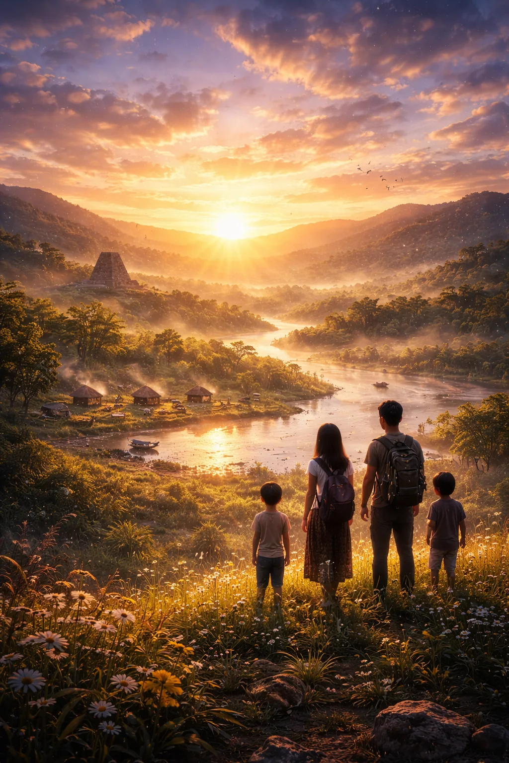 Family at sunrise